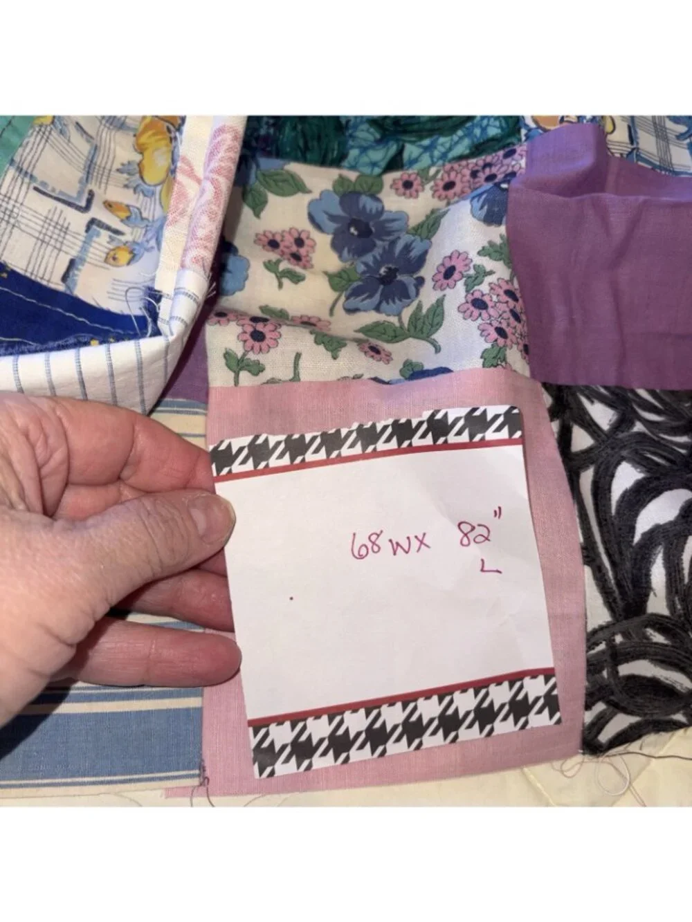 Vintage 68x82 Patchwork Cotton Print Quilt Topper